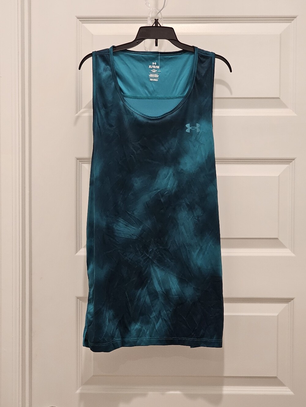 UA Mens Iso-Chill Up The Pace Singlet Teal Patterned Tank Top, EUC, XL - Picture 2 of 11